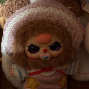 Cute Plush Doll with Pink and Brown Details
